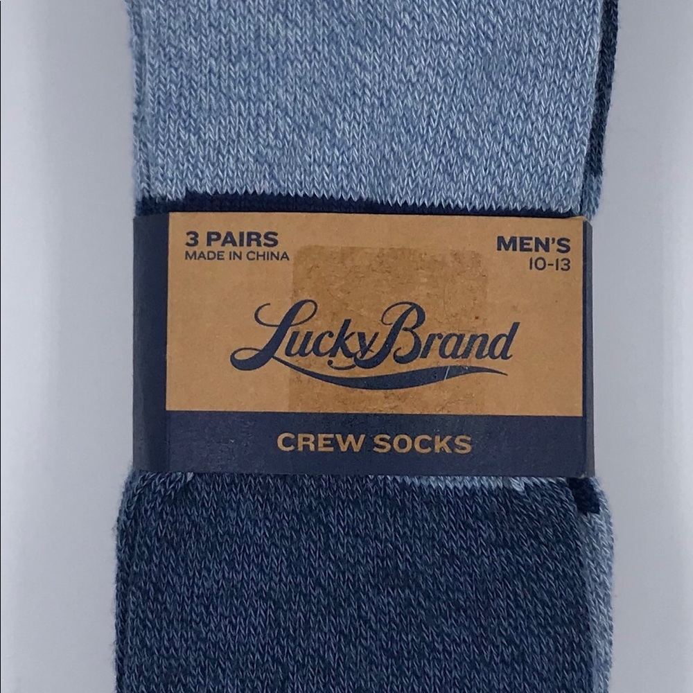 3 Pair Lucky Brand Mens Crew Socks Blue Size 10-13